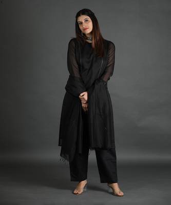 Black silk kurta set 2