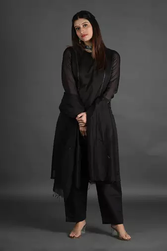 Black silk kurta set