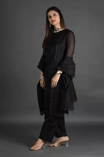 Black silk kurta set