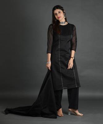 Black silk kurta set 4