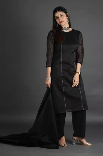 Black silk kurta set