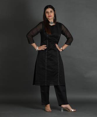 Black silk kurta set 5