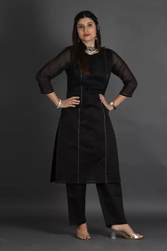 Black silk kurta set