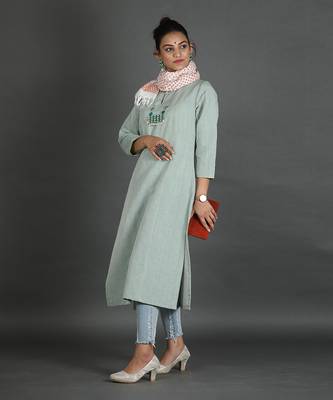 Light green linen kurta 5