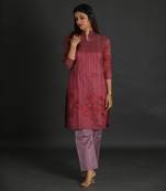 Maroon chanderi silk kurta set