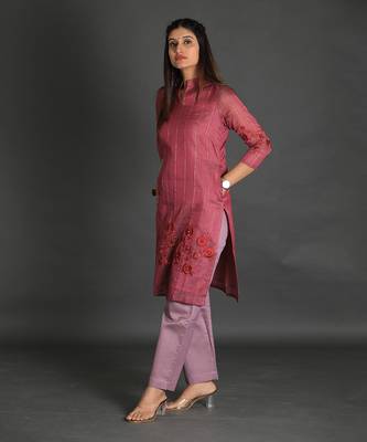 Maroon chanderi silk kurta set 3