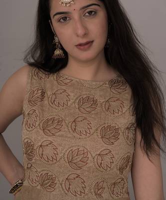 Beige chanderi gown 4