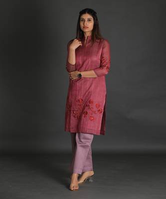 Maroon chanderi silk kurta set 4