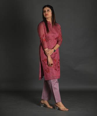 Maroon chanderi silk kurta set 5