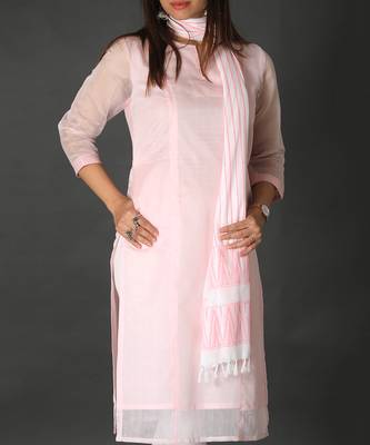 Baby pink silk panelled kurta 5