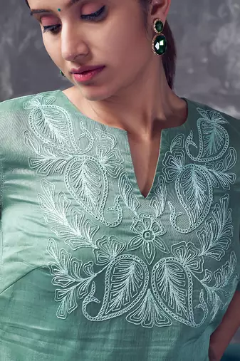 Light green chanderi silk kurta set