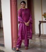 Magenta chanderi silk kurta set