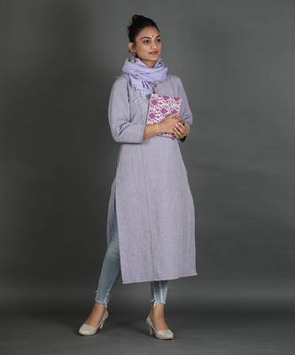 Lavender linen kurta 1