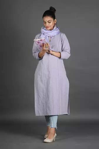 Lavender linen kurta