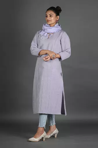 Lavender linen kurta