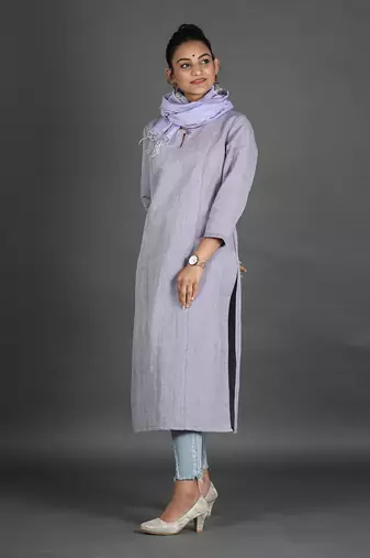 Lavender linen kurta