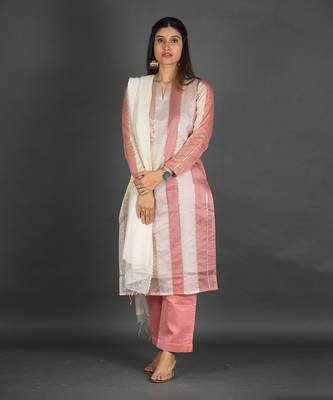 Pink chanderi silk kurta set 2