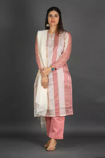 Pink chanderi silk kurta set