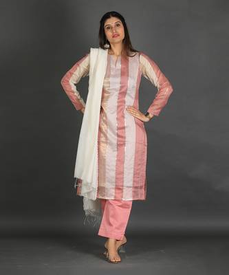 Pink chanderi silk kurta set 3