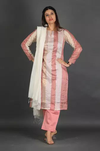 Pink chanderi silk kurta set
