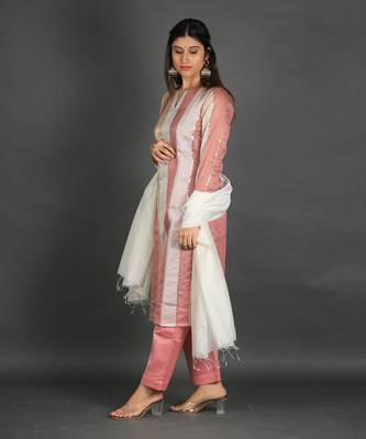 Pink chanderi silk kurta set 4