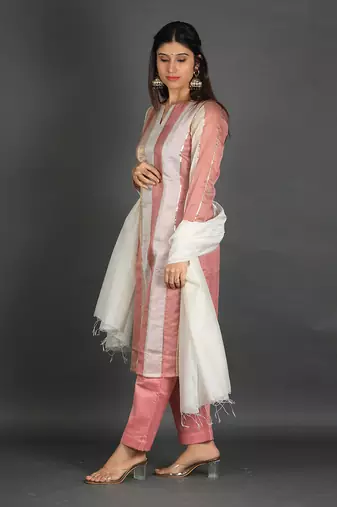 Pink chanderi silk kurta set