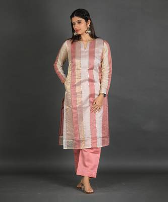 Pink chanderi silk kurta set 5