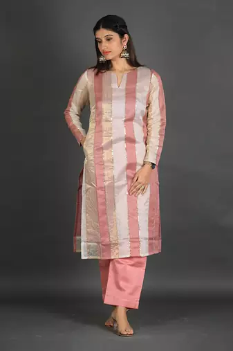 Pink chanderi silk kurta set