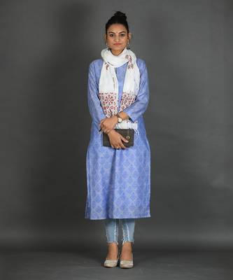 Steel blue cotton kurta 1