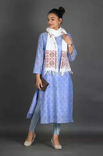 Steel blue cotton kurta