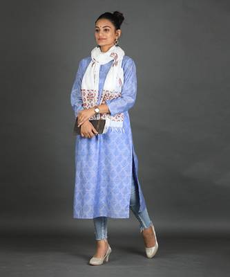 Steel blue cotton kurta 3