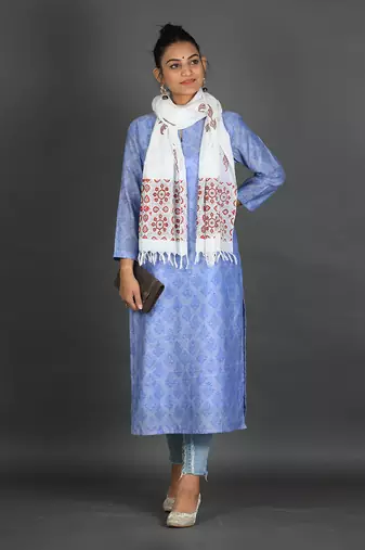 Steel blue cotton kurta