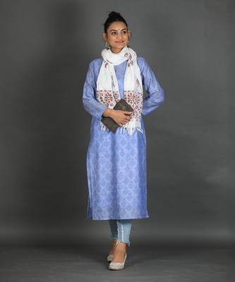 Steel blue cotton kurta 5