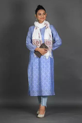 Steel blue cotton kurta