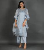 Grey chanderi silk kurta set