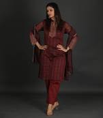 Maroon silk kurta set