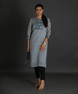 Grey chanderi silk kurta 1
