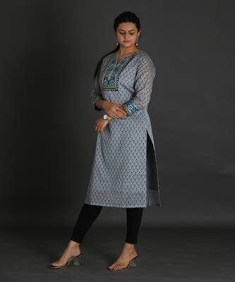 Grey chanderi silk kurta 2