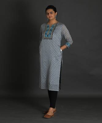 Grey chanderi silk kurta 3
