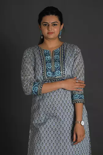 Grey chanderi silk kurta