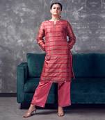 Peach chanderi silk kurta set