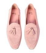 Pink alfred suede tassel loafers