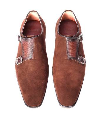 Brown jagger suede double monks shoe 1