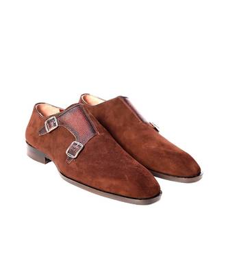 Brown jagger suede double monks shoe 2