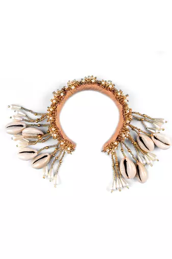 Shell tassel embellished bangles (set of 2)