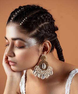 Pearl embellished dangler earrings 2