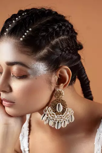 Pearl embellished dangler earrings
