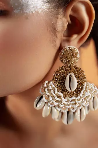 Pearl embellished dangler earrings