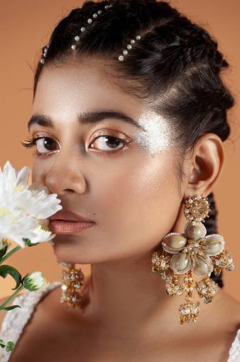 Floral shell embellished earrings