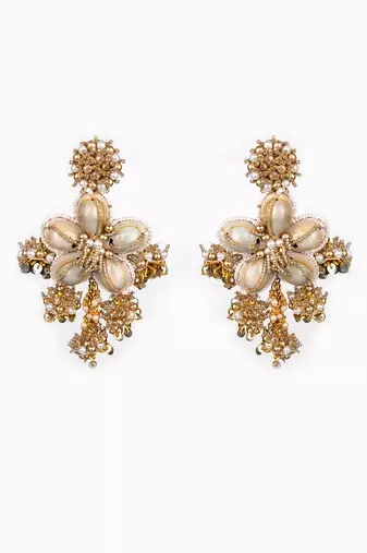 Floral shell embellished earrings
